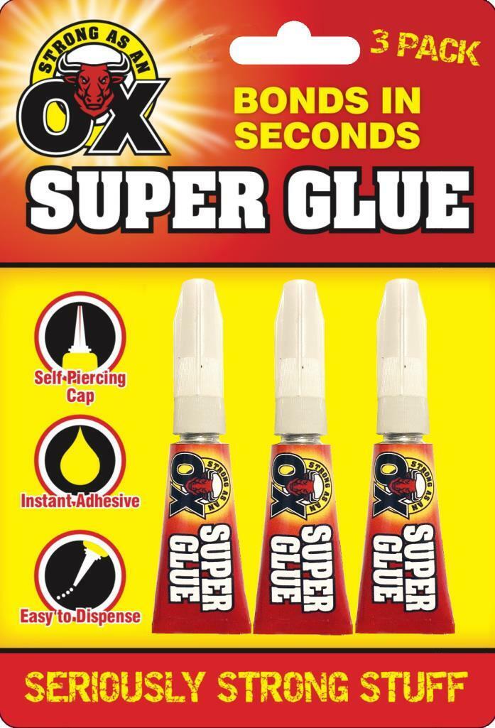 SAAO Super Glue 3 Pack 3 x 3g Easy To Dispense 3212 (Parcel Rate)