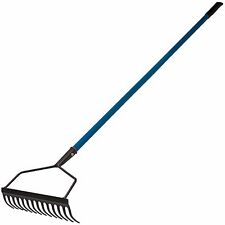 Outdoor Metal Garden Rake 16 Teeth Comb 130 cm Green SK28655 (Big Parcel Rate)