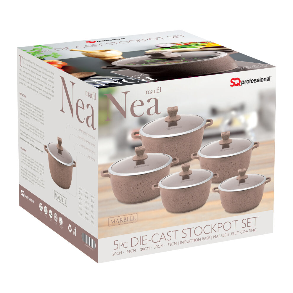 Nea Marbell Diecast Stockpot Set 5pc Marfill 6762 (Big Parcel Rate)