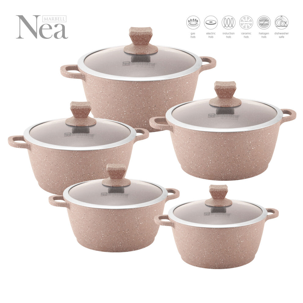 Nea Marbell Diecast Stockpot Set 5pc Marfill 6762 (Big Parcel Rate)