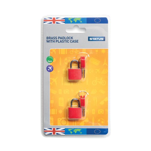 Status Travel Brass Padlock with Plastic Cover SPCPLOCK2PK5 (Parcel Rate)