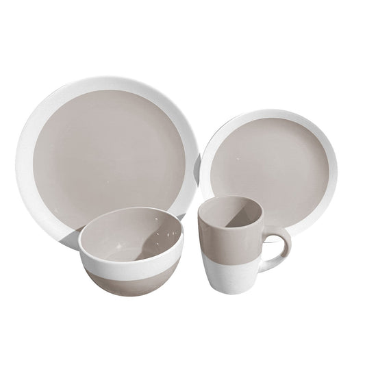 Durane Dinner Set 16pc Plates Bowls Mugs Beige 10215 (Parcel Rate)