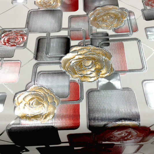 Durane Plastic Table Cover Roll Floral Block Design 1.37x20m JXDY-0083AHB-M 10252 (Big parcel rate)