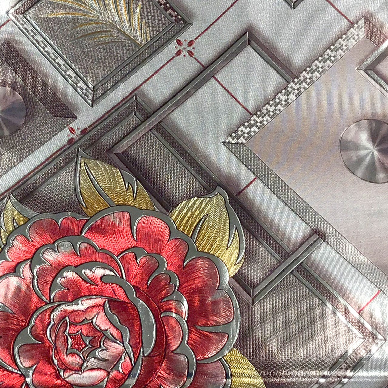 Durane Plastic Table Cover Roll Red Floral Design 1.37 x 20m 3D-8316AF 10257 (Big Parcel Rate)