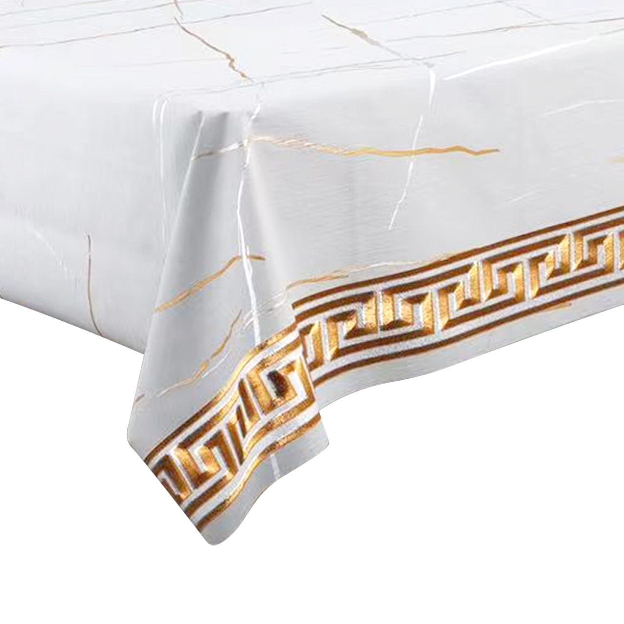 Durane Plastic Table Cover Roll White Marble Gold Pattern Design 1.37x20m DR-8339E 10263 (Big parcel rate)