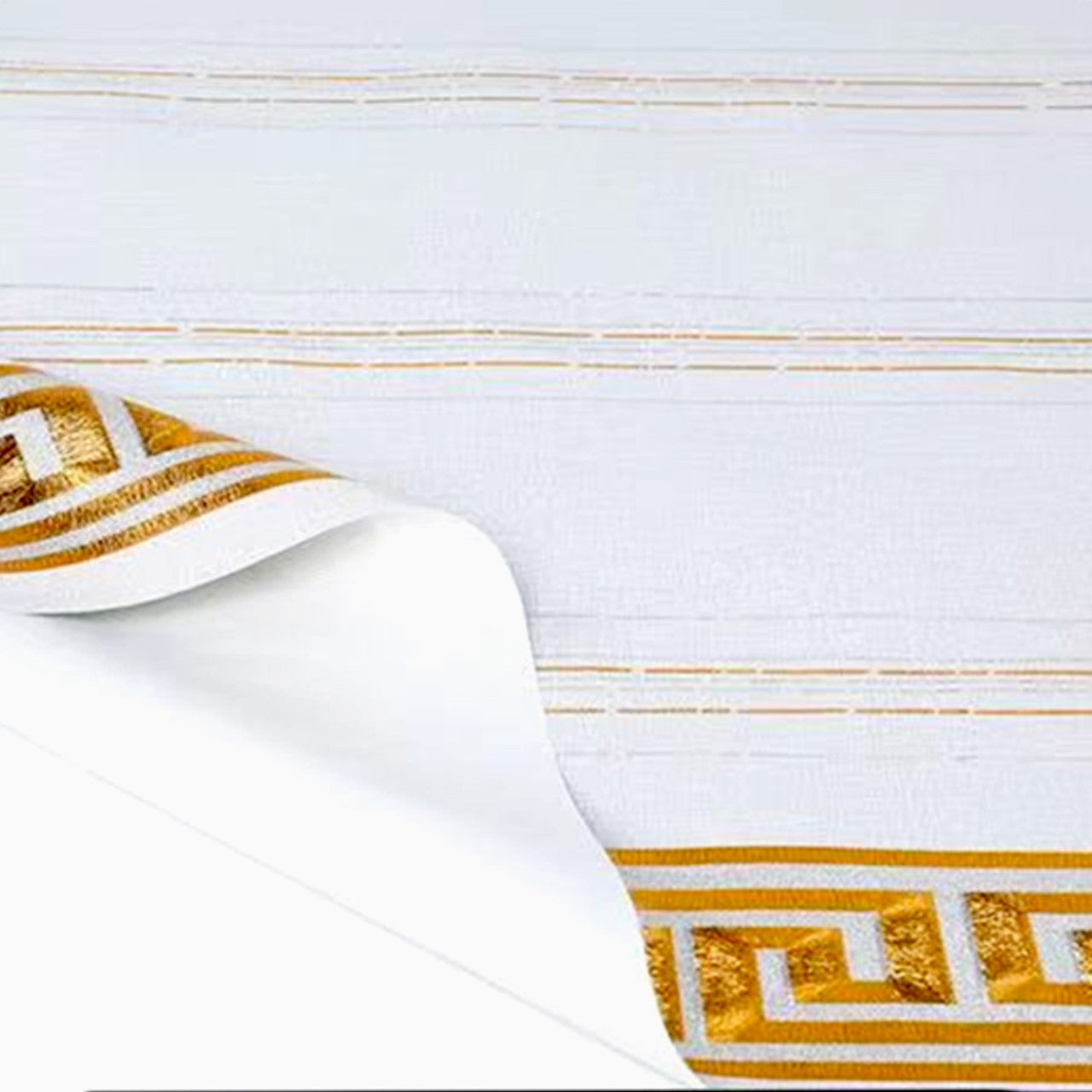 Durane Plastic Table Cover Roll White Gold Pattern Design 1.37x20m DR-8353C 10264 (Big parcel rate)