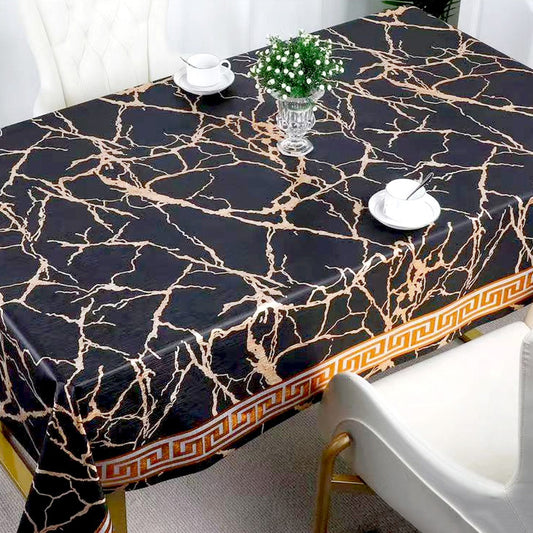 Durane Plastic Table Cover Roll Black Marble Gold Pattern Design 1.37x20m DR-8356C 10265 (Big parcel rate)