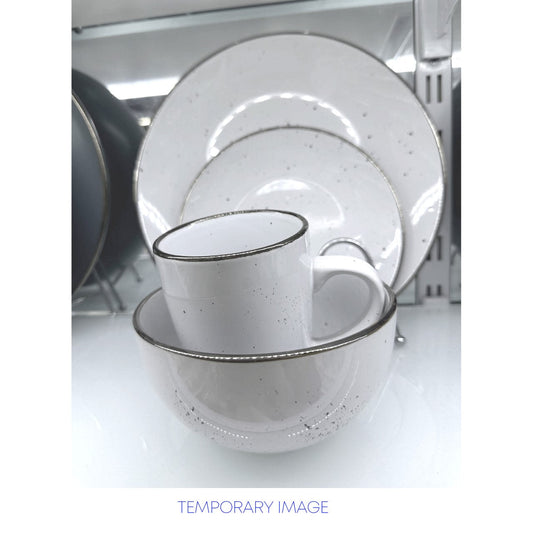 Durane Gold Rim Dinnerware Set 16pc Speckled White 10495 (Parcel Rate)