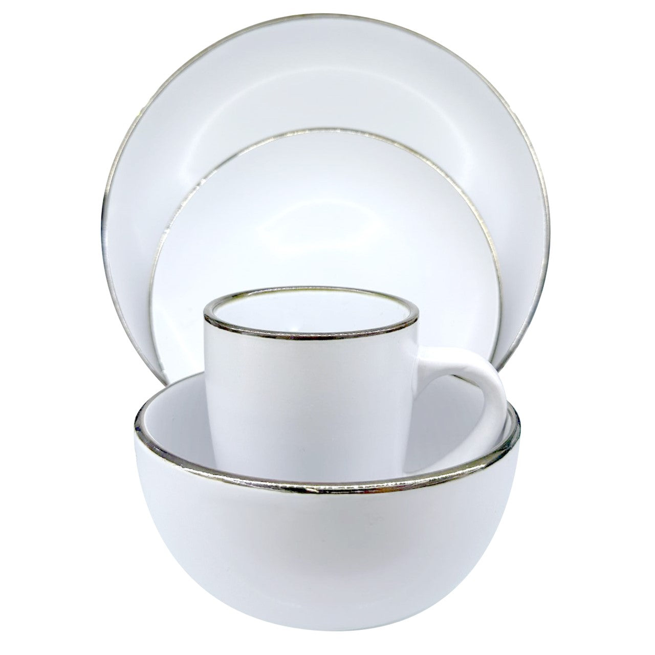 Durane Gold Rim Dinnerware Set 16pc White 10498 (Parcel Rate)