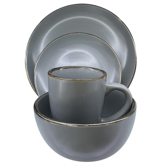 Durane Gold Rim Dinnerware Set 16pc Grey 10500 (Parcel Rate)