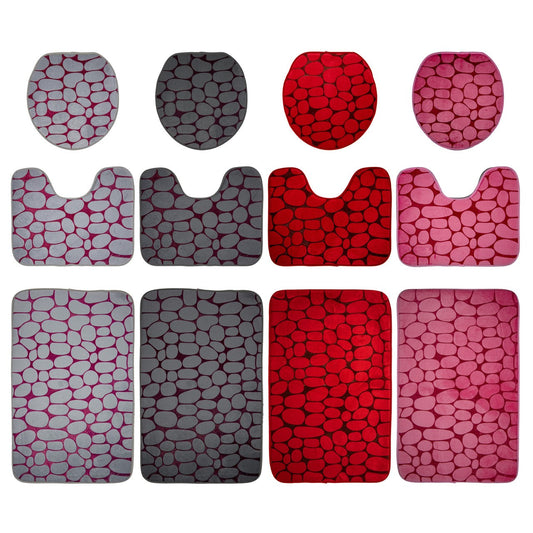 Durane Soft Bathroom Mat Set Anti Slip 3pc 80 x 48cm Assorted Colours 4910 (Parcel Rate)