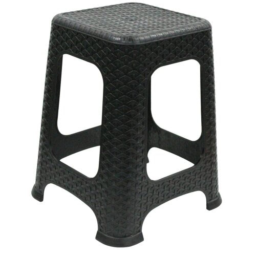 Large Rattan Stool Black KOD910 (Big Parcel Rate)