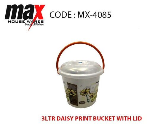 3 Litre Daisy Print Bucket With Lid Home Kitchen MX4085 (Parcel Rate)