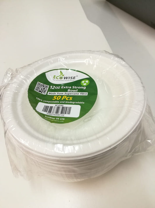 Ecowise 12oz Extra Strong Bowls Pack Of 50 EC0102 (Parcel Rate)