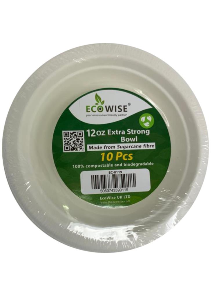 Ecowise 12oz Extra Strong Bowls Pack Of 10 EC0119 (Parcel Rate)