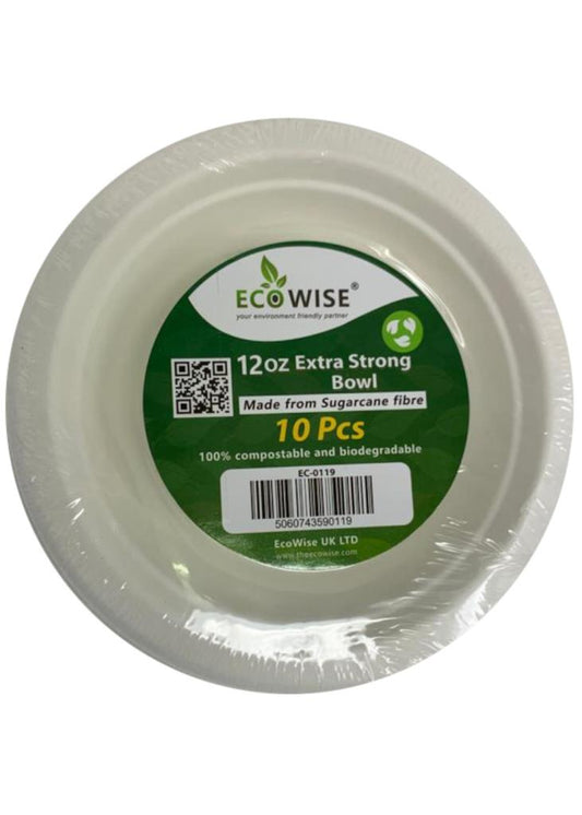 Ecowise 12oz Extra Strong Bowls Pack Of 10 EC0119 (Parcel Rate)