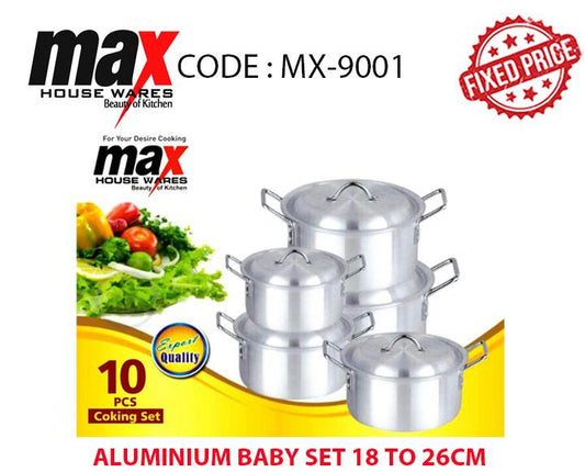 10Pc Aluminium Baby Pan Set 18 To 26 cm MX9001 (Big Parcel Rate)