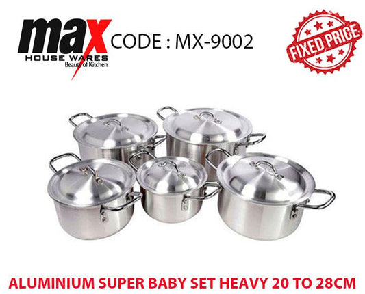 10Pc Aluminium Super Baby Pan Set Heavy 20 To 28cm MX9002 (Big Parcel Rate)