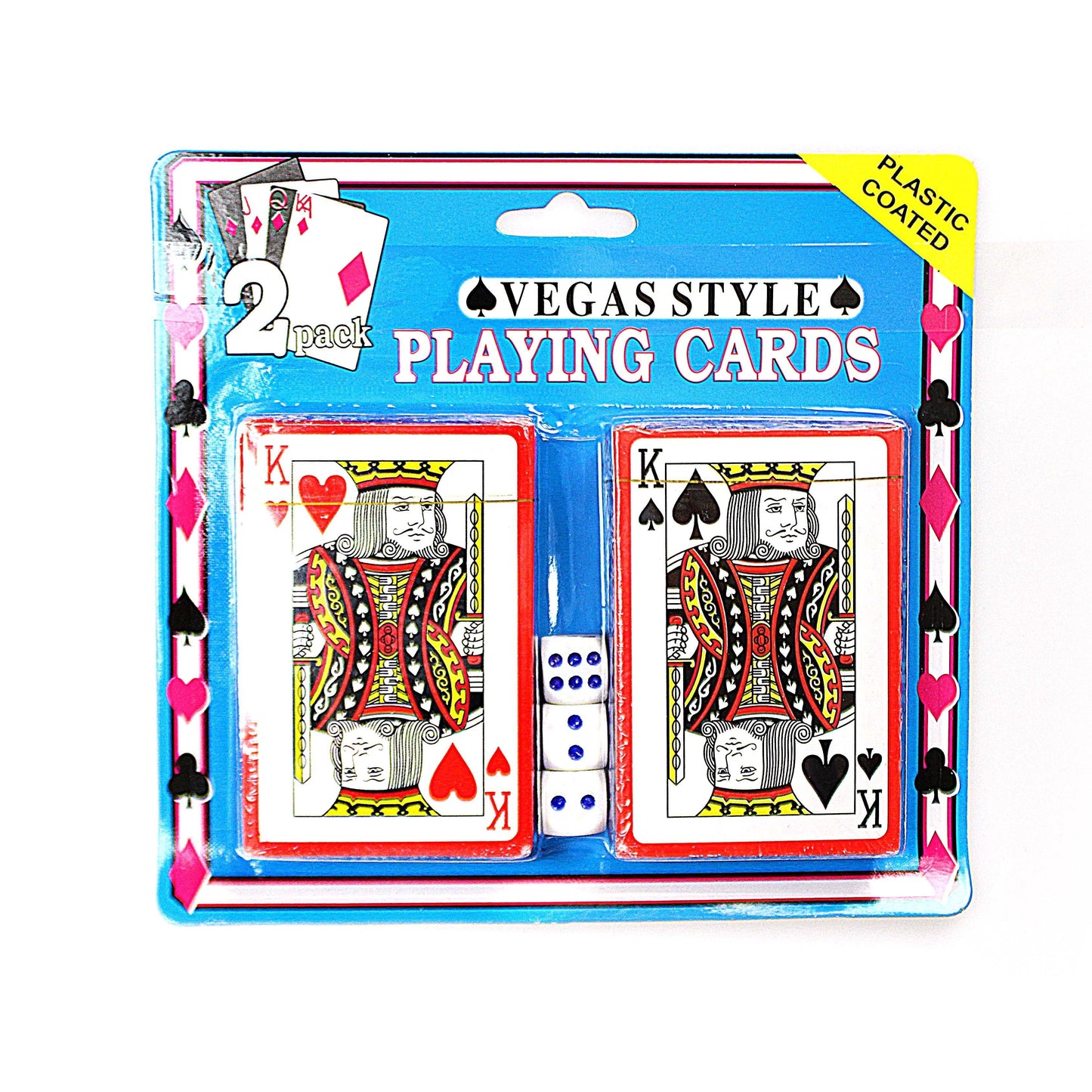 2 Pack Vegas Style Plastic Playing Cards With 3 Dice 1734 (Parcel Rate)